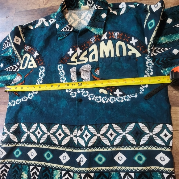 Vintage Mens Samoa Hawaiian Blue and Black Surfer Shirt Size XL - Picture 4 of 7
